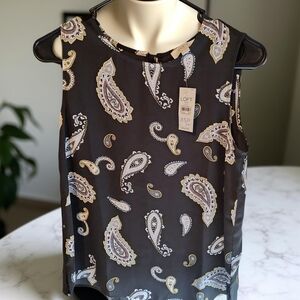 LOFT Women's Black Paisley  SlevelessTop